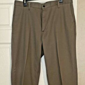 Lee Men's Pants Flat Front Straight Leg Olive Green 100% Cotton 36/32